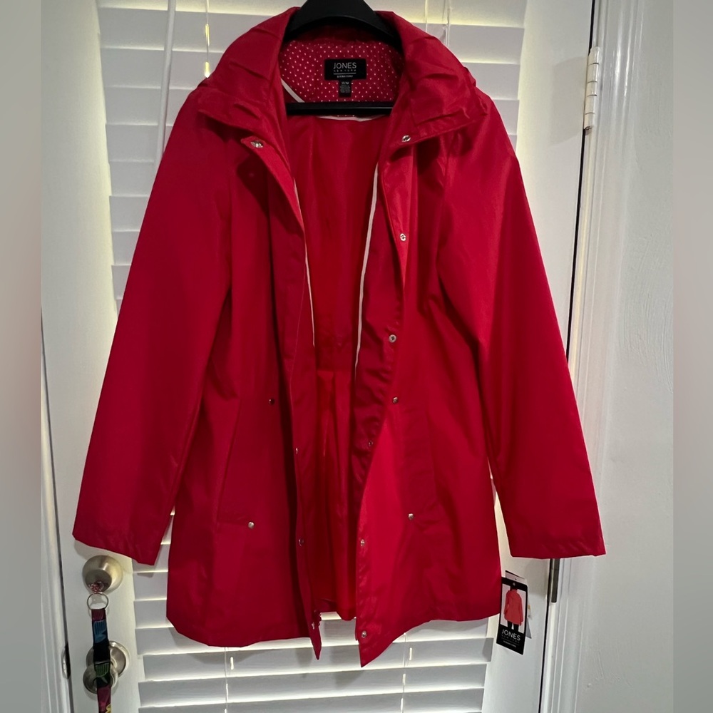 Jones New York Vibrant Red Trench Coat NWT